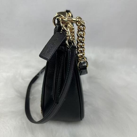 Coach Teri Hobo Bag With Rivets Shoulder Crossbody In Leather/Gold/Black CAK02 - Picture 3 of 10